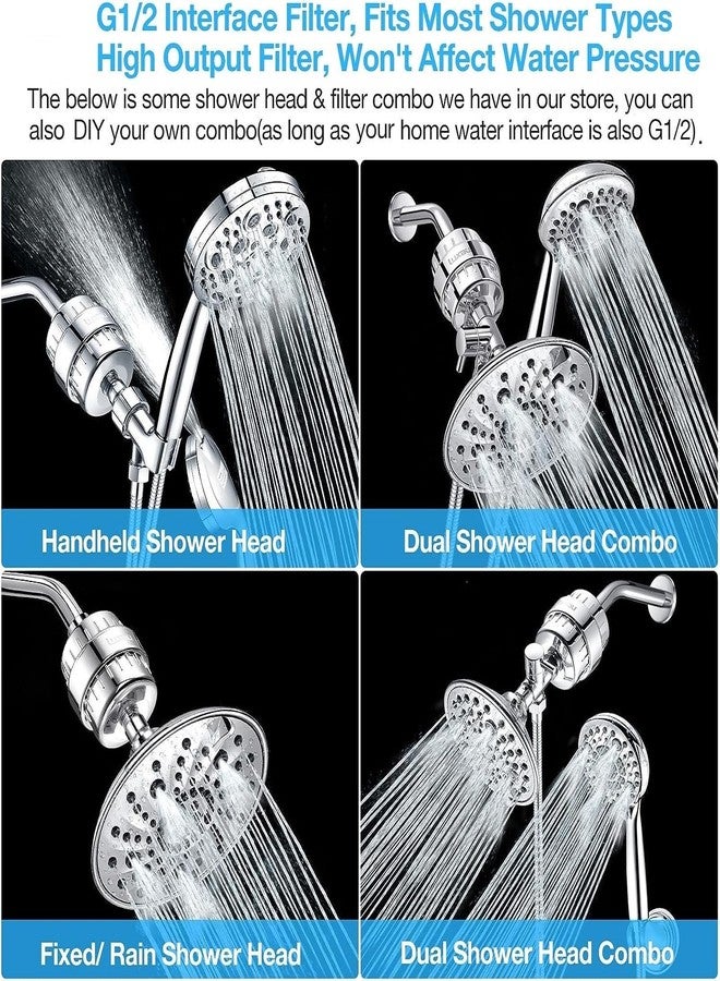 Luxau Shower Head Filter, Shower Filter 15 Stage, w/ 2 Filter Cartridge, Reduce Hard Water Chlorine & Impurity, Improve Skin Hair, Fit Universal Handheld Showerhead Fixed Rainfall Bath Fixture, Chrome - Image 5